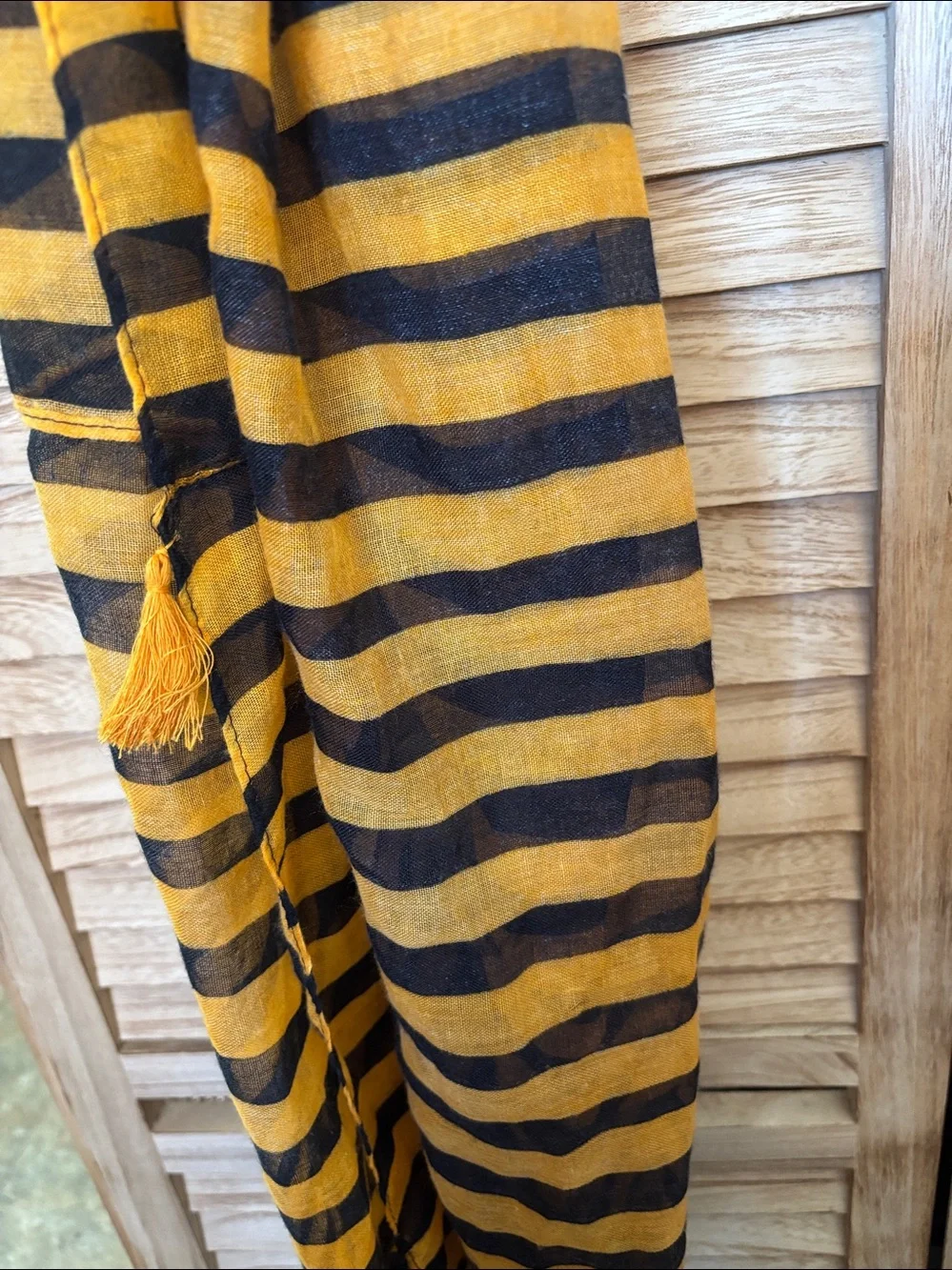 Striped Black and Mustard Infinity Scarf